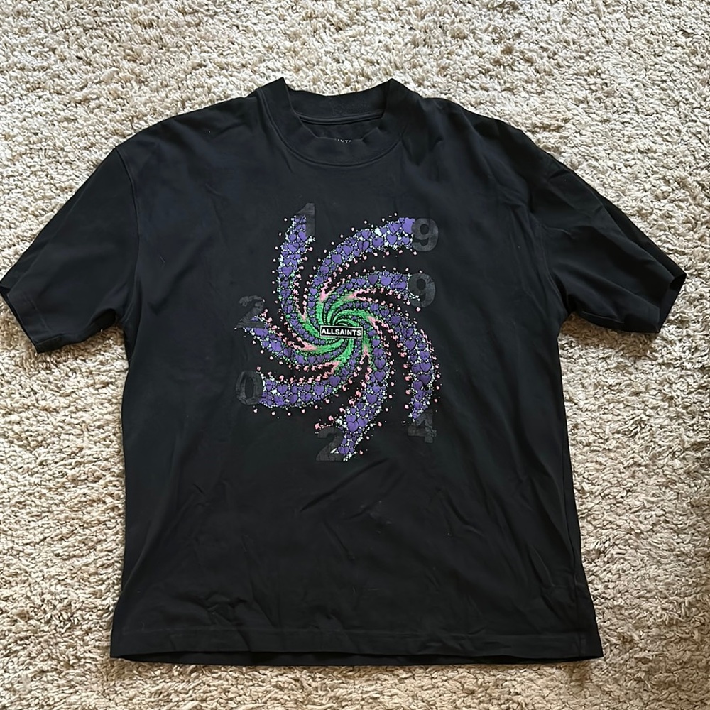 Oversized Allsaints Black Graphic T-Shirt